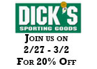 20% OFF at Dick's 2/27 - 3/2